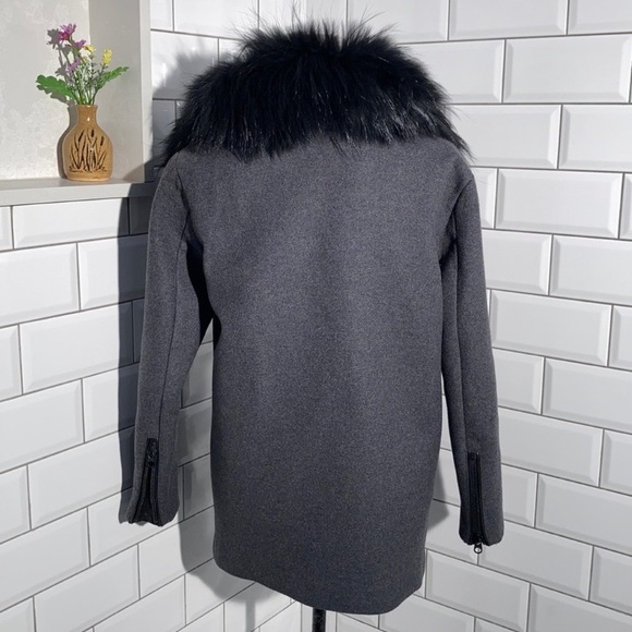 Mackage Wool Grey Coat Fur Collar - Picture 3 of 11